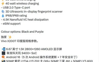 vivo X200T手机详细参数曝光，配置亮点多