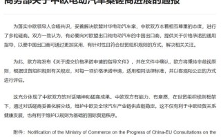 商务部通报中欧电动汽车案磋商进展