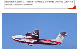 我国大型民用水陆两栖飞机AG600“鲲龙”T5测试真机训练开飞