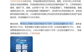 罗马仕超 2500 万股权被冻结，已累计召回充电宝超 16 万件