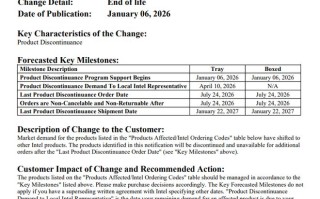 英特尔Alder Lake与Sapphire Rapids处理器走向EOL生命周期终点