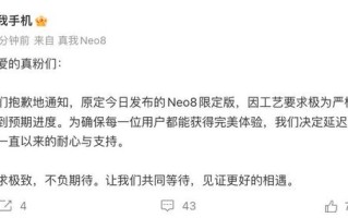 realme真我Neo8限定版手机将延迟发布